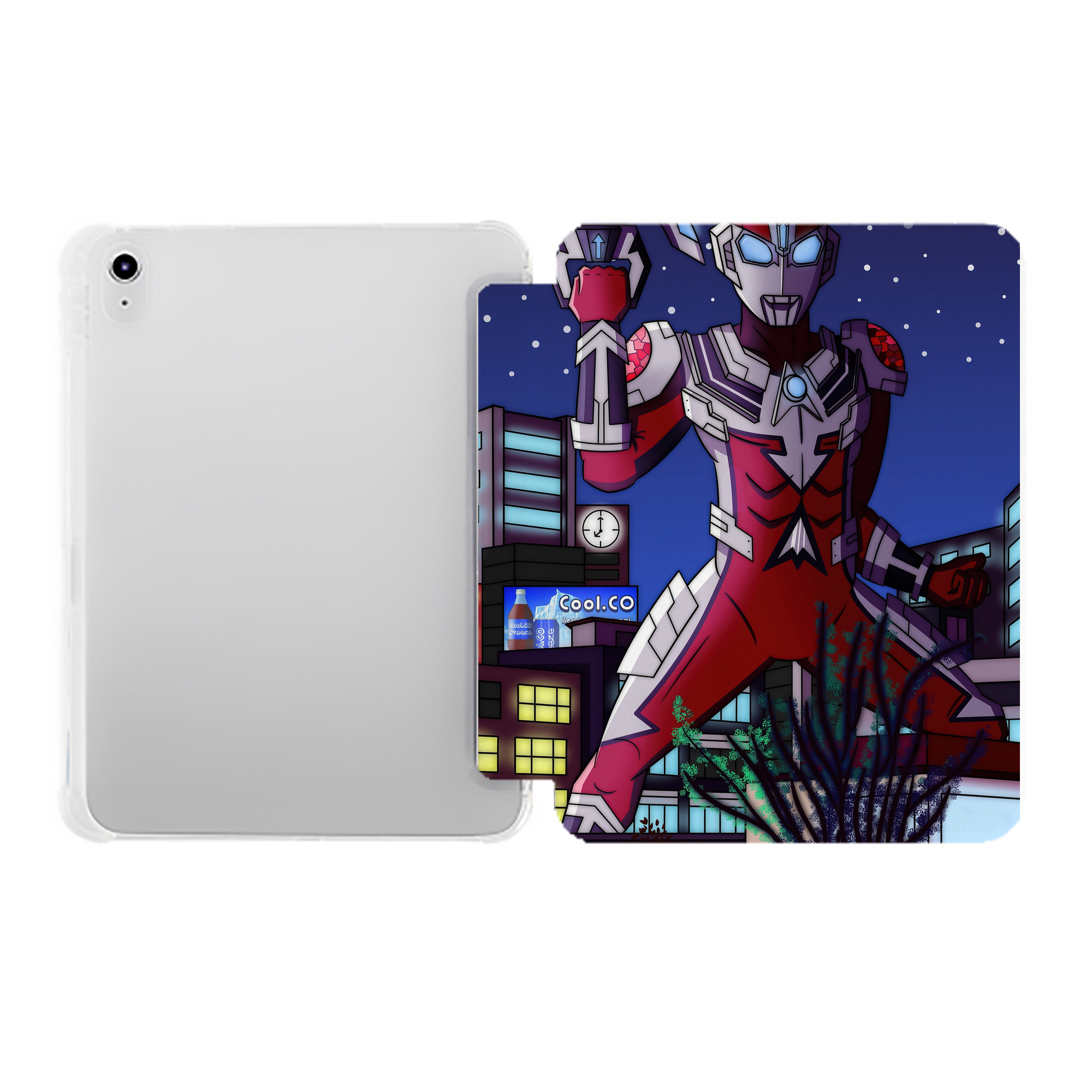 （画像用） ウルトラマン Ultraman IPad ケース ペン収納付き 三つ折りスタンド PUレザー×シリコン 対応機種9.5/10.5/10.9インチ